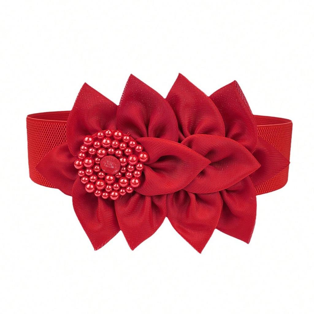 Elastic Belt Women's Korean Version of Large Flower Decorative Belt Fashion Versatile Wide Waist Seal Dress Accessories