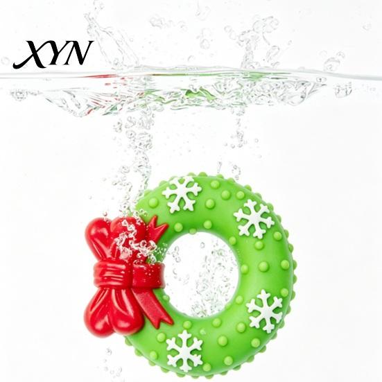 Pet Training Play Supplies Christmas Dog Squeaky Chew Toys, Teeth Cleaning Interactive Holiday Themed Durable Toys for Aggressive Chewers Balls