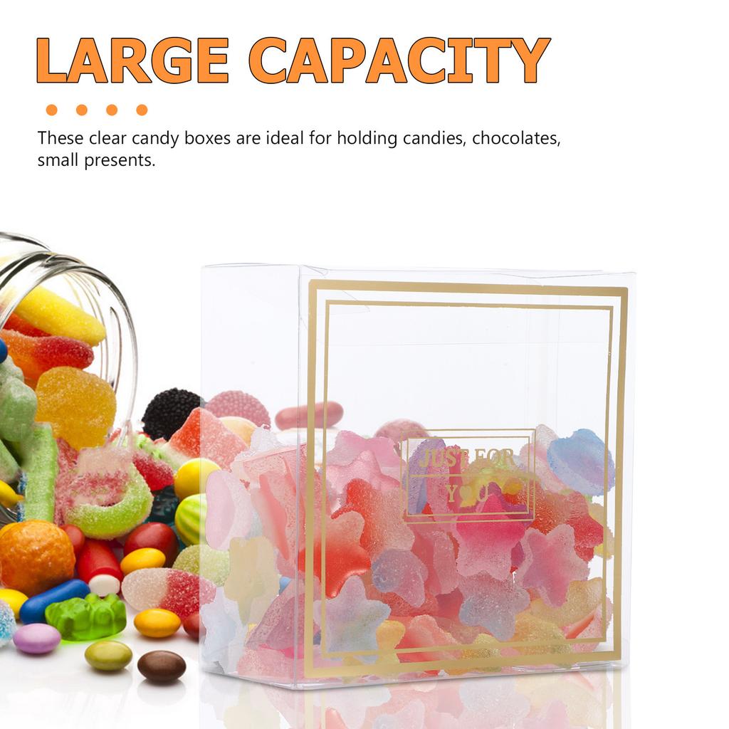12Pcs Clear Favor Boxes Candy Boxes Packaging Party Wedding Transparent Plastic Treat Box Bridal Shower Crisp Packaging Box
