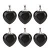 10pcs Heart Shaped Pendant Set Black Smooth Exquisite Jewelry DIY Stone Pendant for Necklace Making
