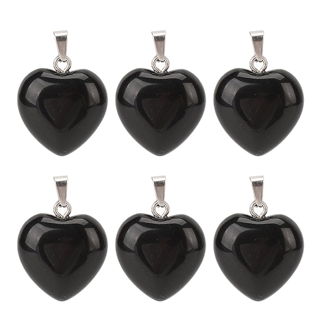 10pcs Heart Shaped Pendant Set Black Smooth Exquisite Jewelry DIY Stone Pendant for Necklace Making