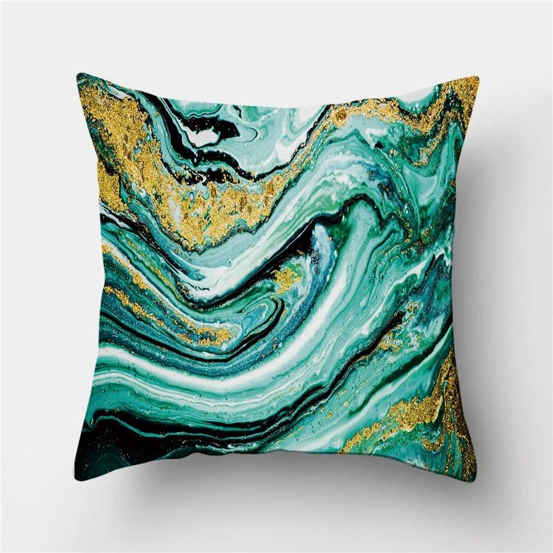 Home Decor Marine Marble Pattern Ative Pillowcase Polyester Cushion Cover  Pillow Sofa