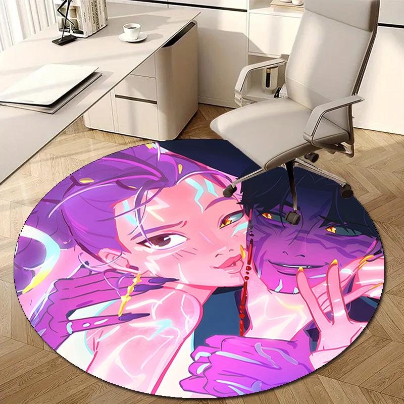 1pc KPop Demon Hunters19 Design Printed Area Round Carpet for Bedroom Living Room Home Decor Rugs Mat Non Slip Mat Rug for Bedside