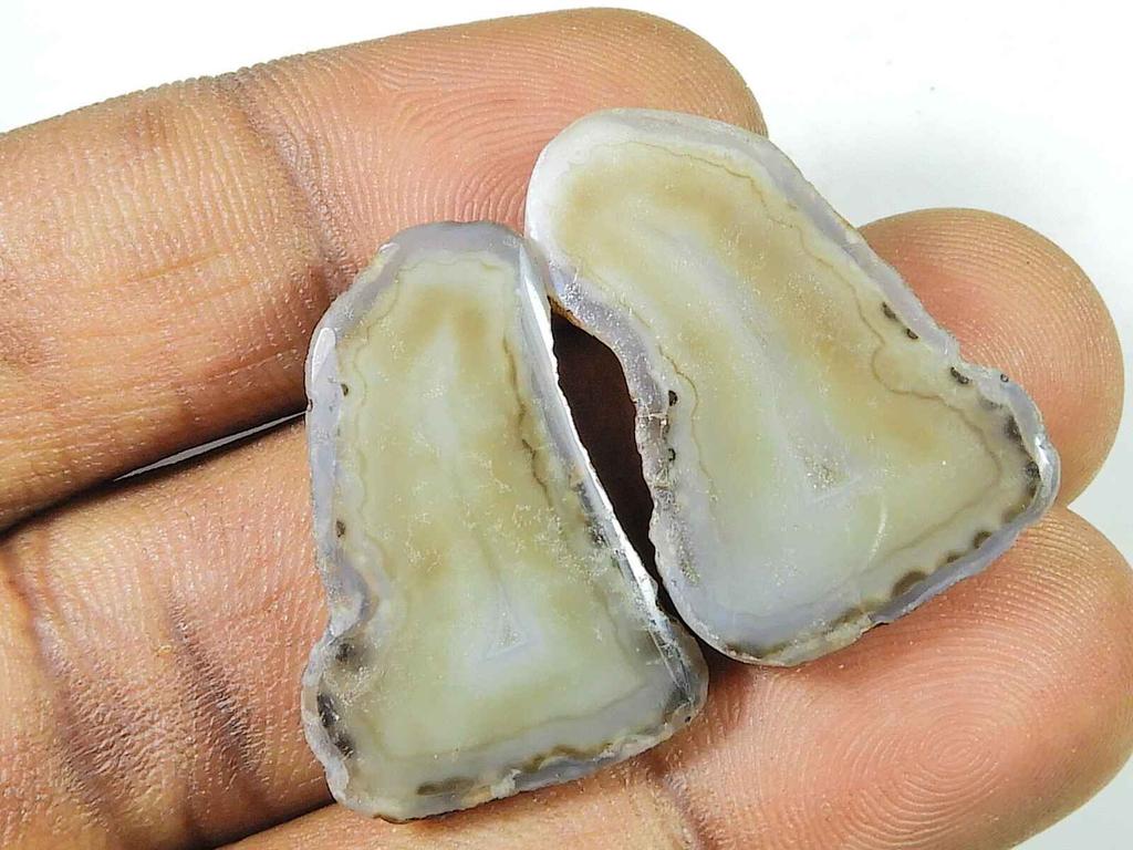 44 Karat Schwarzer Scheibe Gefärbter Druzy Achat Passendes Paar Ausgefallener Loser Edelstein 15X28MM SK-2223