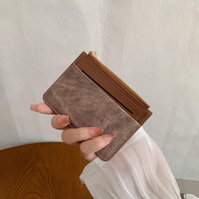 Женский мини-кошелек из искусственной кожи, портативный кошелек на молнии для карт, кошелек для ID и кредитных карт, кошелек-брелок, тонкая монетница 2025