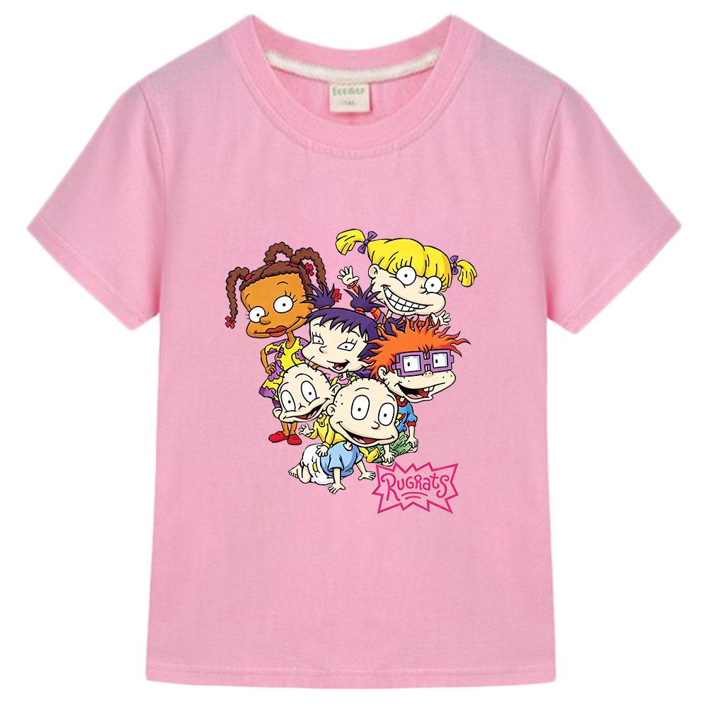 Rugrats 100%Cotton Cartoon Children's T-Shirt Casual Cute Boys Tees Girls Tops Kids Retro O-Neck Short Sleeve Anime T-shirt Fun T-shirt Summer tops