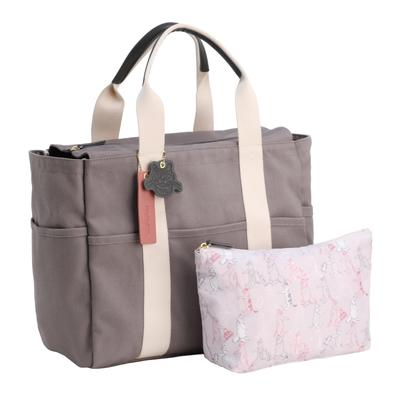 ACE Tokyo HAyU Canvas Tote Bag with All-Side Exterior Pockets, Garden Tote, 17852, Gray