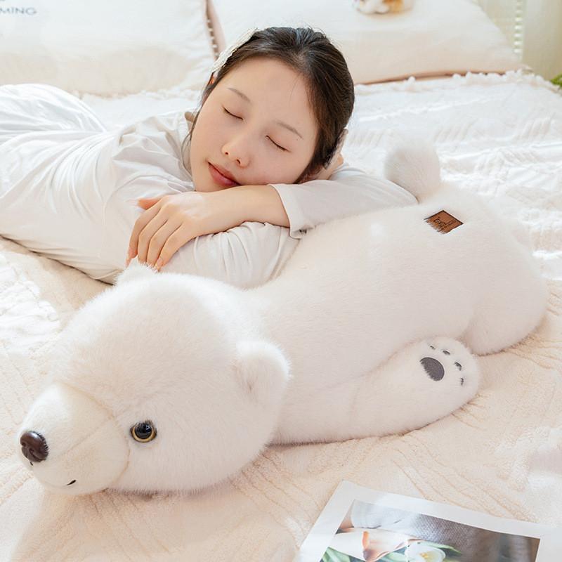 Bear Lying Polar Plush Toy Cartoon Stuffed Doll Bedroom Decoration Gift Kids