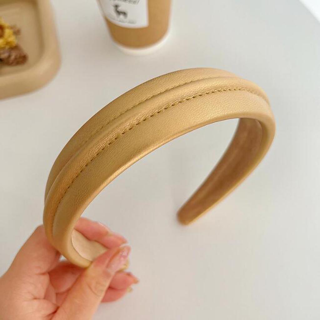 PROLY Neues Mode Stirnband für Frauen Lässiges PU Haarband Mädchen Einfarbig Turban Sommer Kopfbedeckung Haar-Accessoires