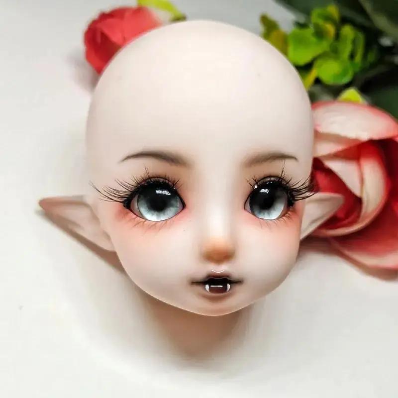 1/6 Bjd Fairy Mermaid Head with Makeup Head 28cm Baby Doll Acssories Elf Doll Head Girls Dress Up Toys