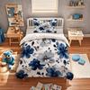 Blue Floral Duvet Cover Set Elegant Botanical Bedding Set Digital Print Quilt Cover Soft Microfiber Comforter Cover Home Decor