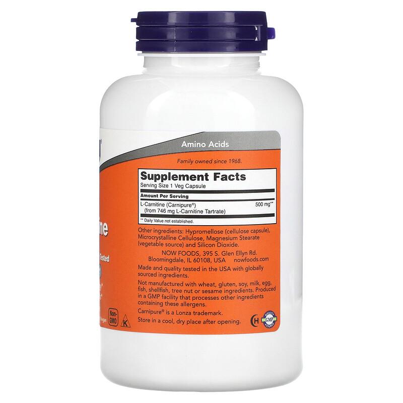 L-Carnitine, 500 Mg, 180 Veg Capsules