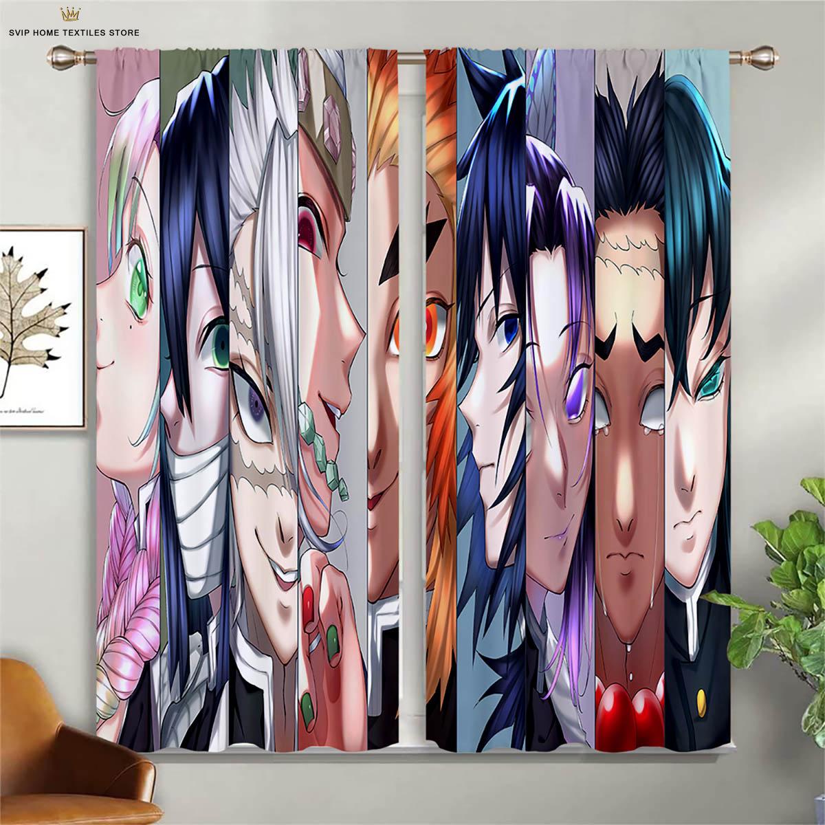 

Шторы с японским комикс-принтом, Анимация в стиле «горячей крови», Гостиная, Кабинет, Детская комната, Декоративные, Легко стирать, 2 шт. W50X130H(CM)X2PCS&Rod pocket