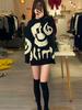 Osaka Los Gebreide Trui Dames Herfst Winter Mode Casual Werk Lange Mouw Lachende Ronde Hals Pullover