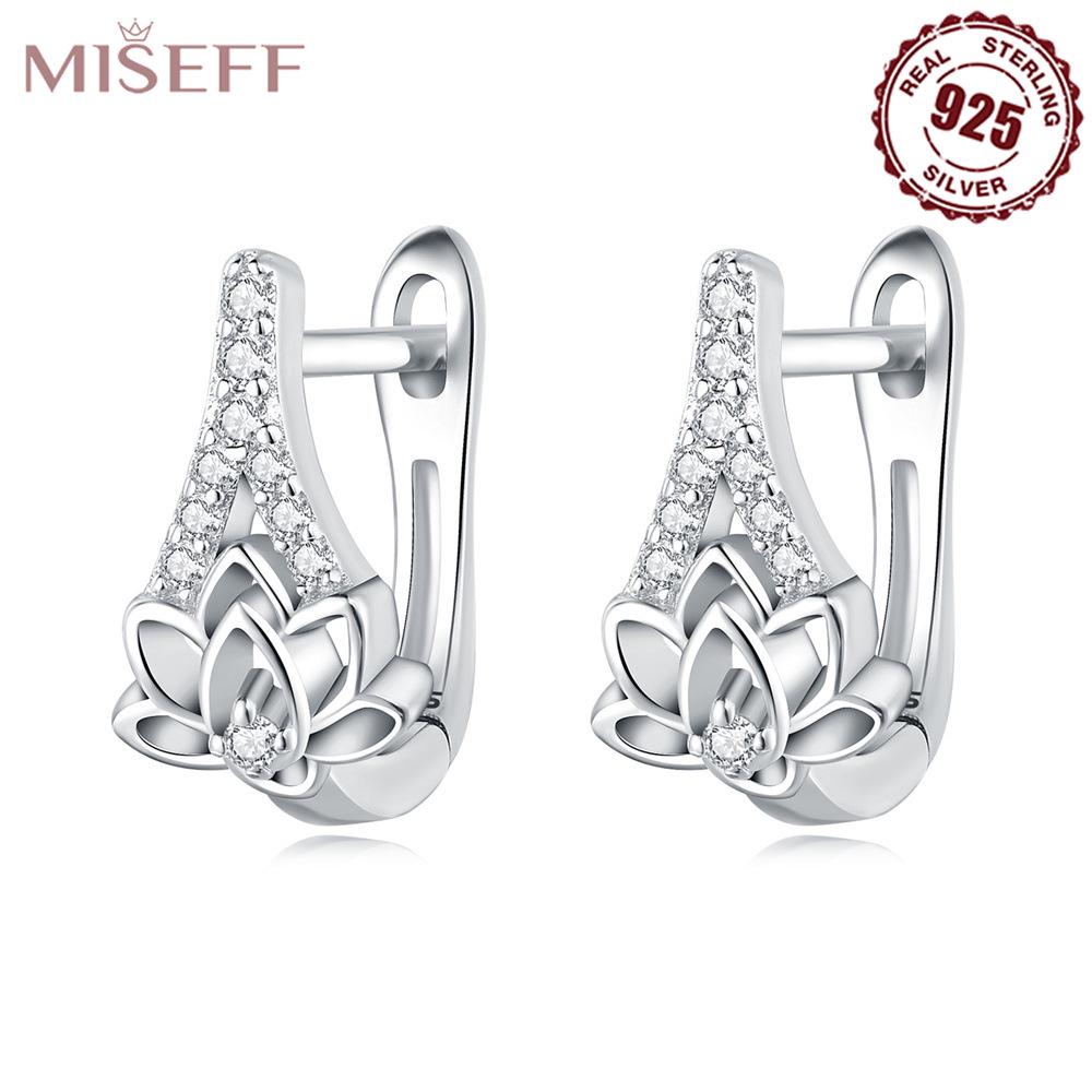 

High-End S925 Sterling Silver Lotus Zircon Ear Cuffs for Women. S925 Silver