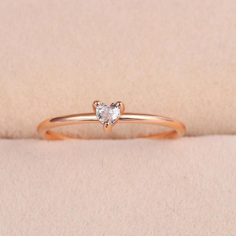 Fashion Light Luxury Niche Women S Fine Ring Copper Inlaid Zircon Personalized Simple Heart-Shaped Versatile Ring no. 6