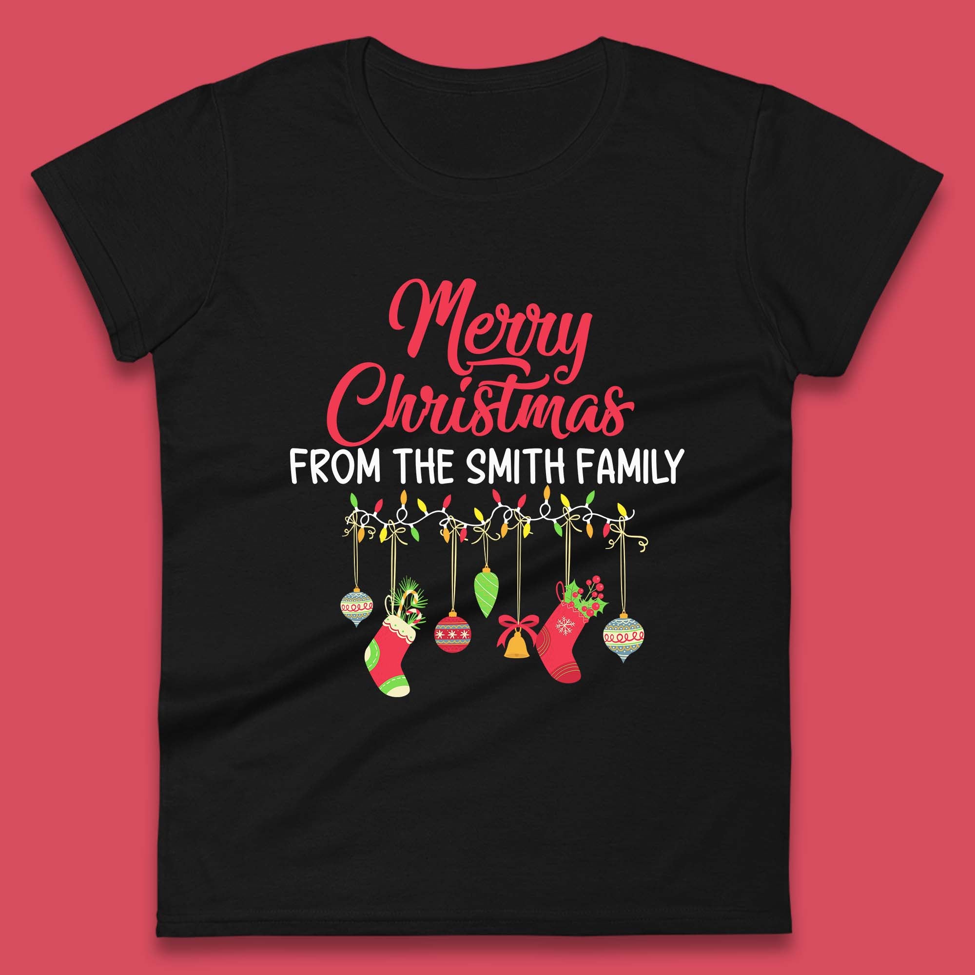 Personalised Merry Christmas Womens T Shirt Mens Tops Tees Unisex Christmas Ornaments Top 3XL