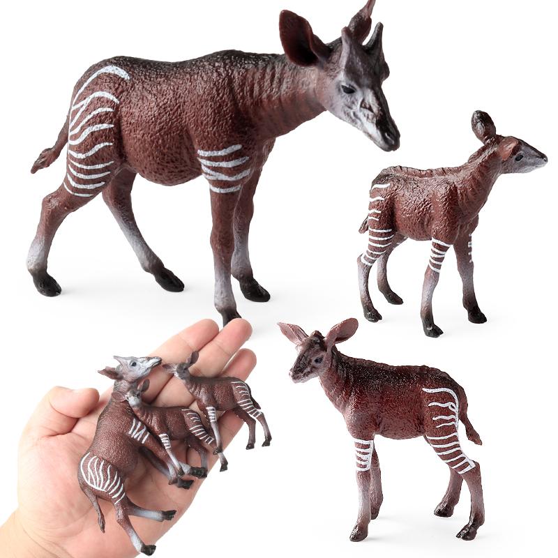 Oenux Classic Wild African Animals Simulation Okapi Wildebeest Action Figure Figurines PVC Model Education School Kid Toys Gift