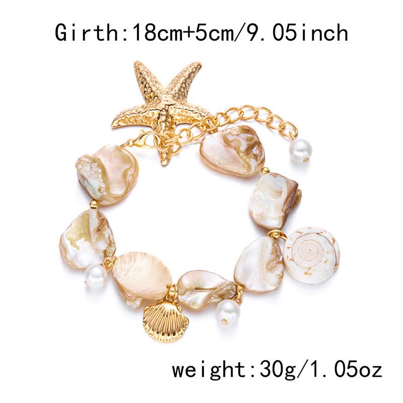 Layered Beaded Necklace with Starfish & Shell Charms, Gold-Plated Pearl Chain for Women Fashion Layered Look