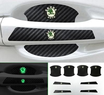 Car Door Bowl Carbon Fiber Protective Film Door Handle Sticker Luminous Scratch Handle Scratch Door Bowl Protective Sticker