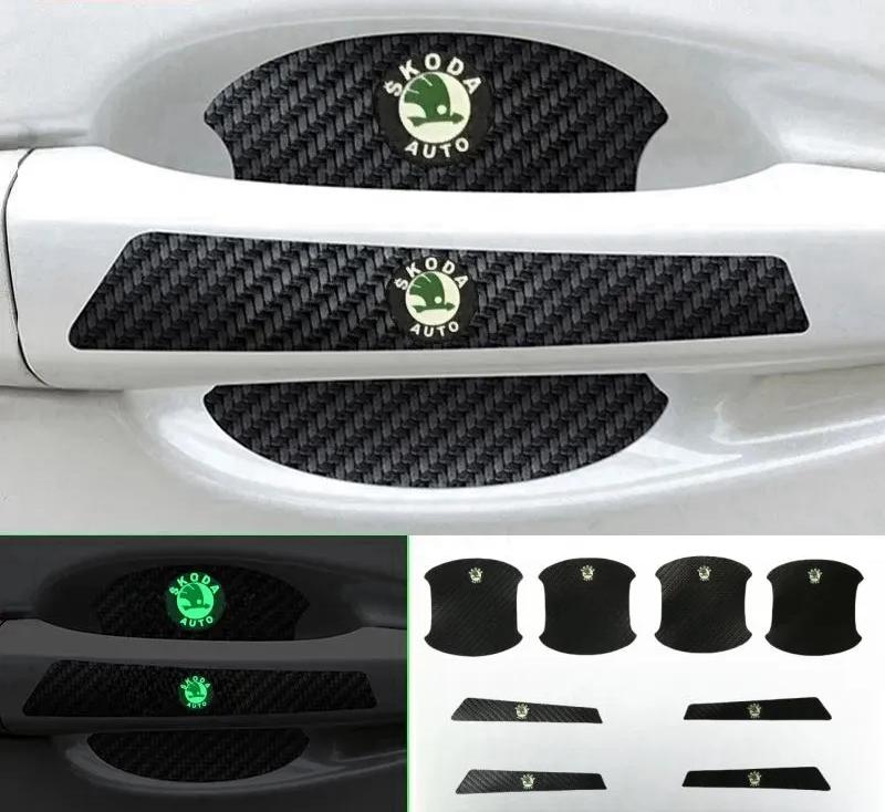 Car Door Bowl Carbon Fiber Protective Film Door Handle Sticker Luminous  Scratch Handle Scratch Door Bowl Protective Sticker