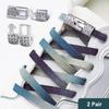 2Pairs Glitter Elastic Shoelaces - Colorful Elastic No-Tie Shoe Laces - Bling Diamond Cross Locks Shoe Accessory for Easy Wear