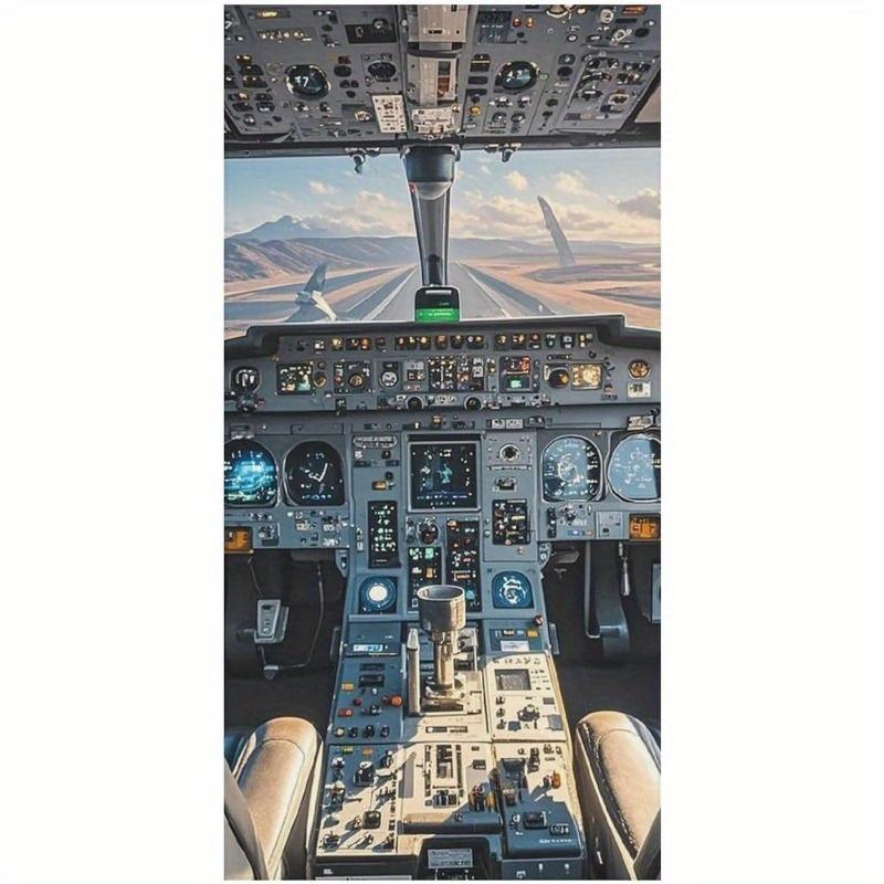 1Pc Airplane Cockpit Beach Towel Aviation Print Pilot Design Quick Dry Soft Microfiber Bath Towel For Men Travel Lovers