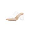 Fashion Women's Genuine Leather Shoes Slippers Casual Transparent Heel Glitter Slides Heeled Mules Pantofle Luxury Jelly High Soft 2025