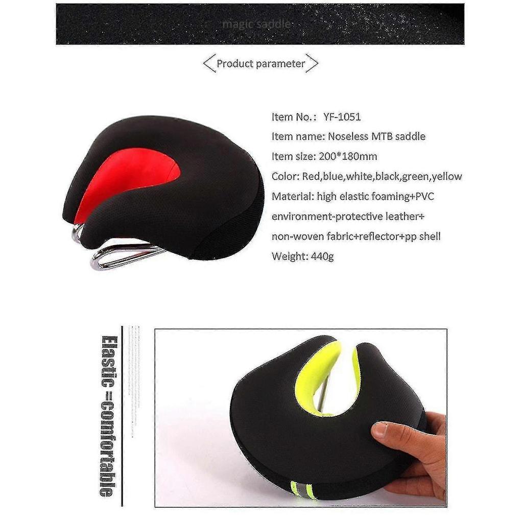 Bicycle Saddle No Nose Bicycle Saddle Mountain Bike Thickened Super Soft Cushio - JA