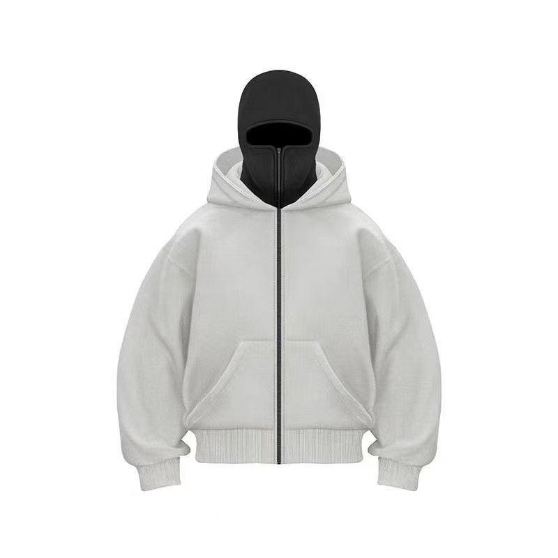 Trendy DIY Plain Zipper Hooded Sweatshirt for Men & Women - Double Hood, Perfect for Spring and Autumn