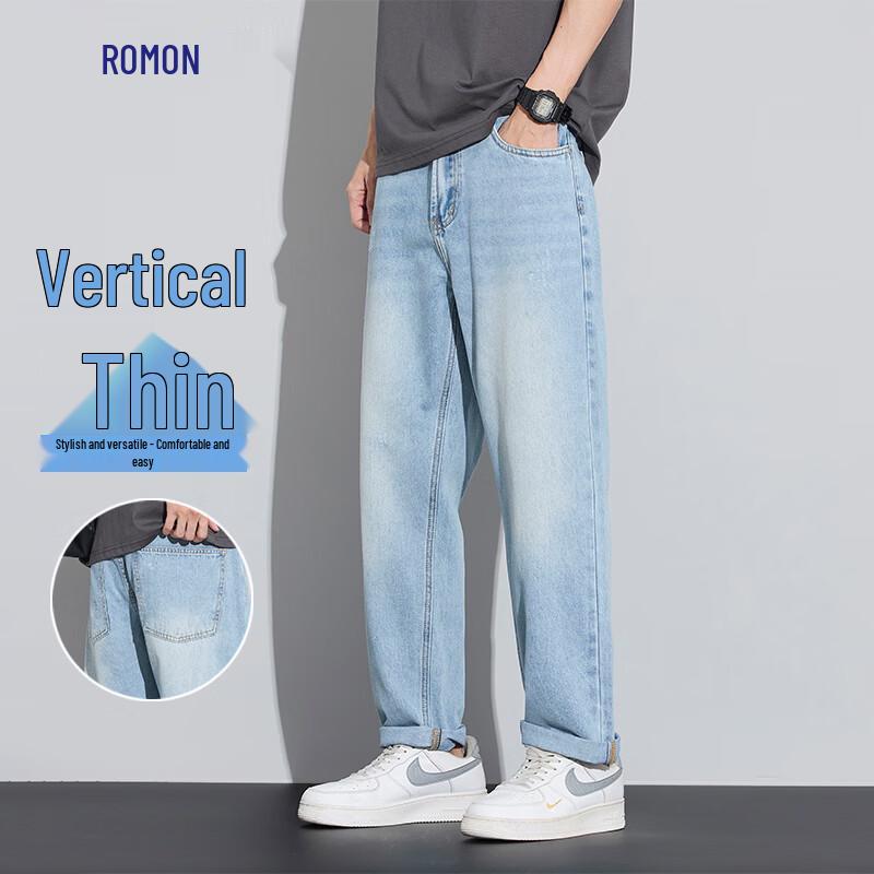 Romon Men s Cotton Stretch Straight-Leg Casual Pants 28