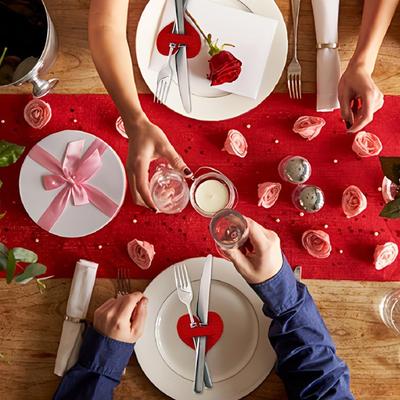 Utensil Holder 10 Piece Heart Flatware Bags Felt Flatware Holder For Wedding Birthday Mother's Day Engagement Valentine