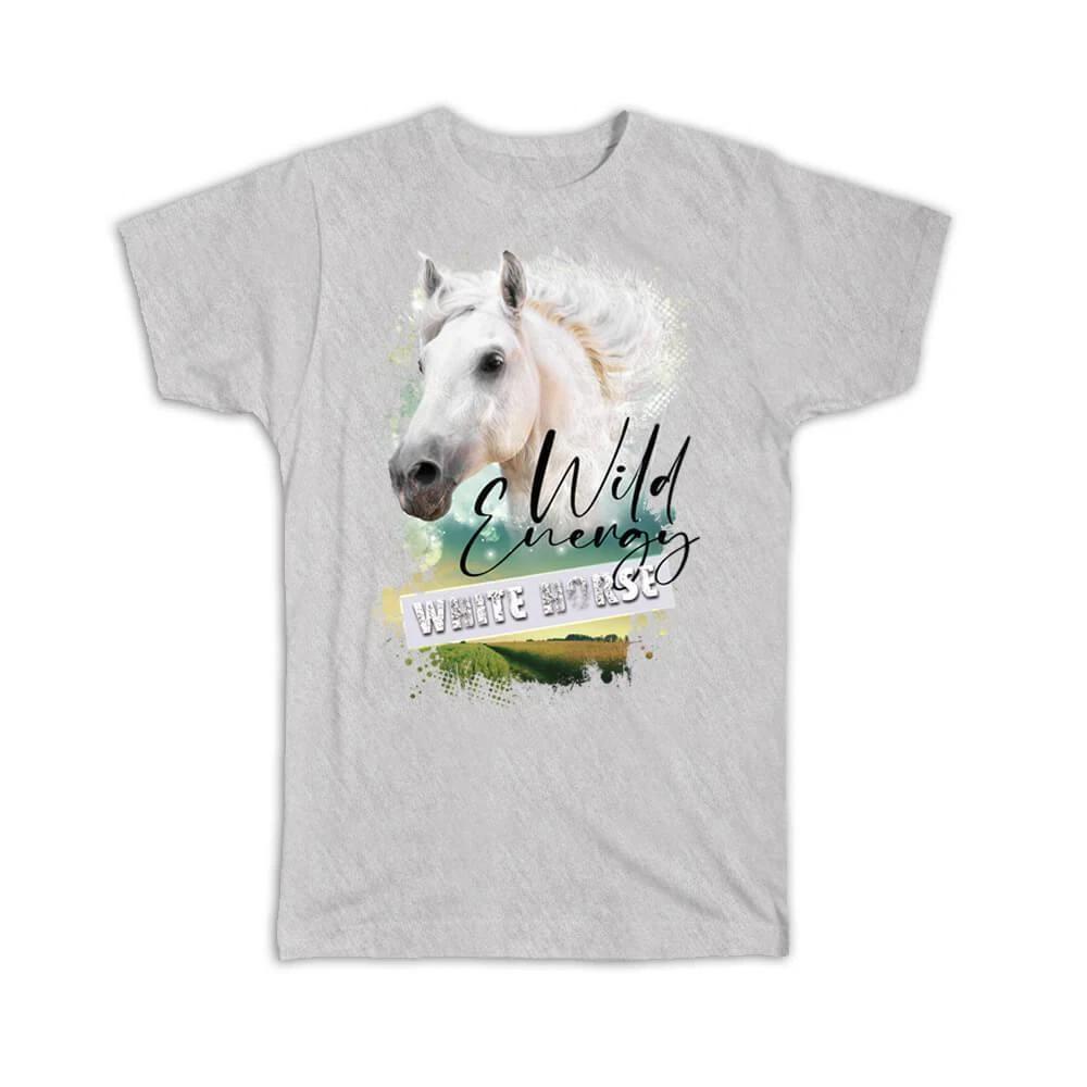 Gift T-Shirt : White Horse Nature Wild Animals Wildlife Fauna Safari Species 4XL