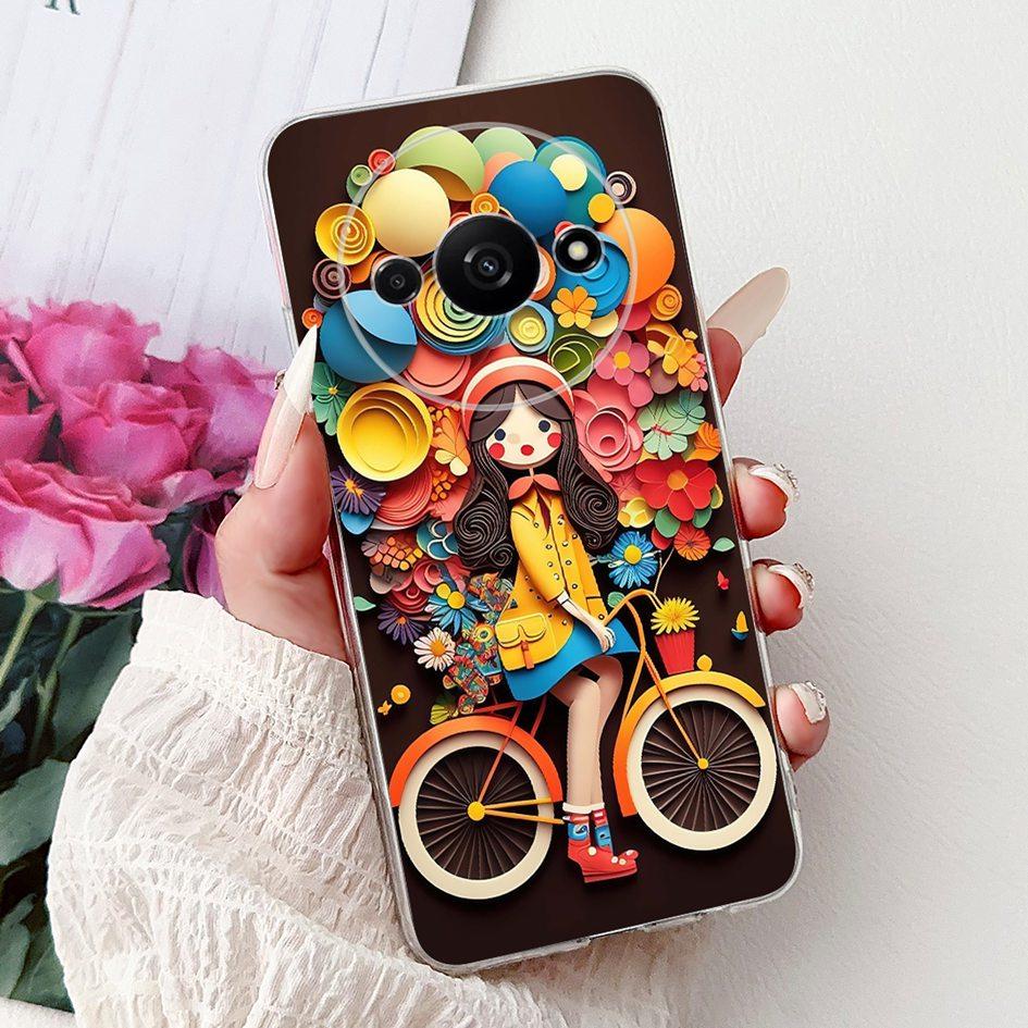 Hülle Für Xiaomi Redmi A3 A3x Handyhülle Neu Stylisch Blumenmädchen Muster Weiches Silikon Rückseite Funda Für Xiaomi Poco C61 C 61 Capa