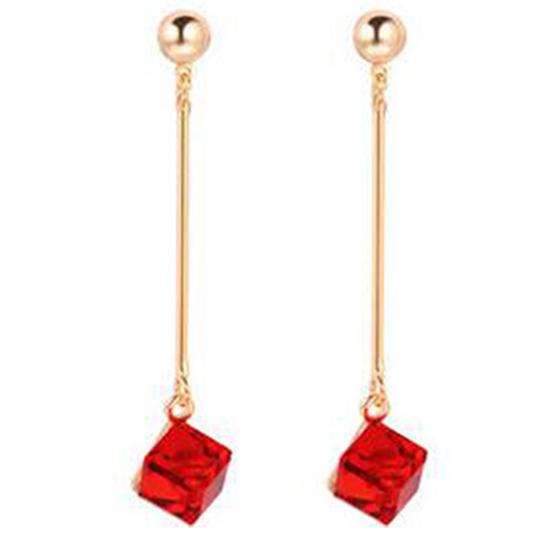 1 Pair Women Fashion Long Dangle Rhinestone  Earrings Eardrops Jewelry for Wedding
