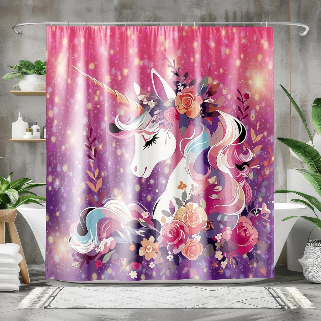 Peopleareok Nautical Coastal Shower Curtain, Funny Kids Sea Turtle Seashell Starfish Shower Curtain for Bathroom Decor, Polyeste