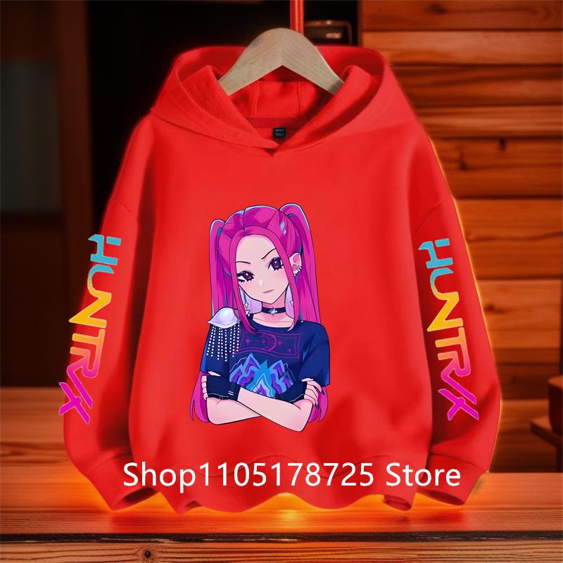 New KPop Demon Hunter Cartoon Girls Boys Hoodies Children's Korean Wave Print Fashion Casual Tops Casual Girls Clothing Warm