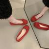 Round head shallow mouth single shoes female spring and autumn new soft leather ballet fairy wind temperature soft flat bean ladyshoes