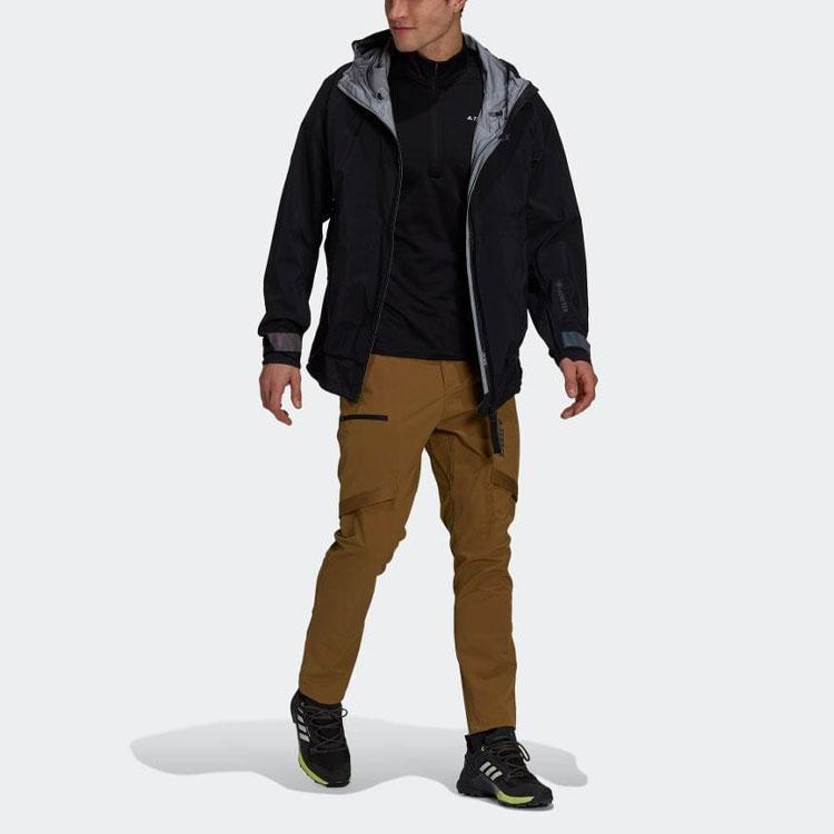 Adidas Solid Color Logo Stripe Casual Hooded Jacket Men Outerwear Black GM4817