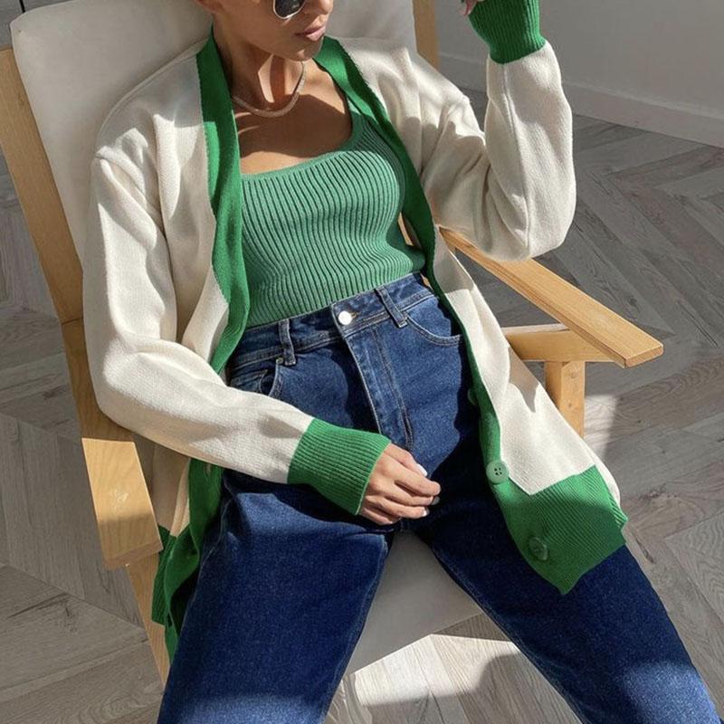 Hirsionsan Vår Høst Patchwork Strikkede Cardigans Kvinner Nye Single Breasted Vintage Korean Gensere Dame Trendy Yttertøy Klær