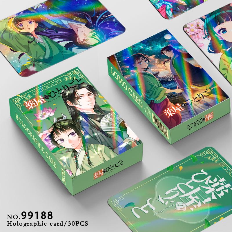 Anime Laser Lomo Cards Cartoon Character Holographic Photocard Kawaii Stationery Gift