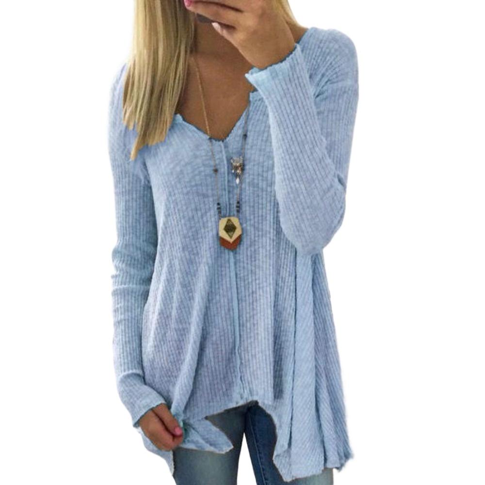 HNXC Dammode Casual Vår Höst Enfärgat Tryck Långärmad V-ringad Blusar & Skjortor