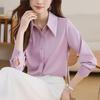 Women's Fashionable Purple Satin Long-Sleeve Shirt for Early Spring - Chic & Stylish OL Commute Wear.