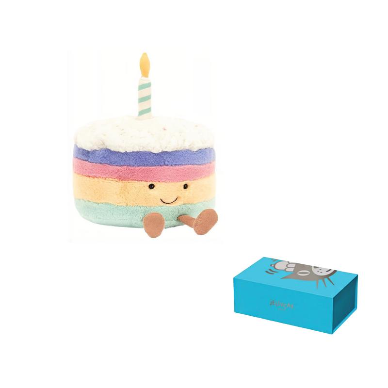 Jellycat Fun Food Series Rainbow Birthday Cake Soothing Doll Plush Doll 22cm Tall