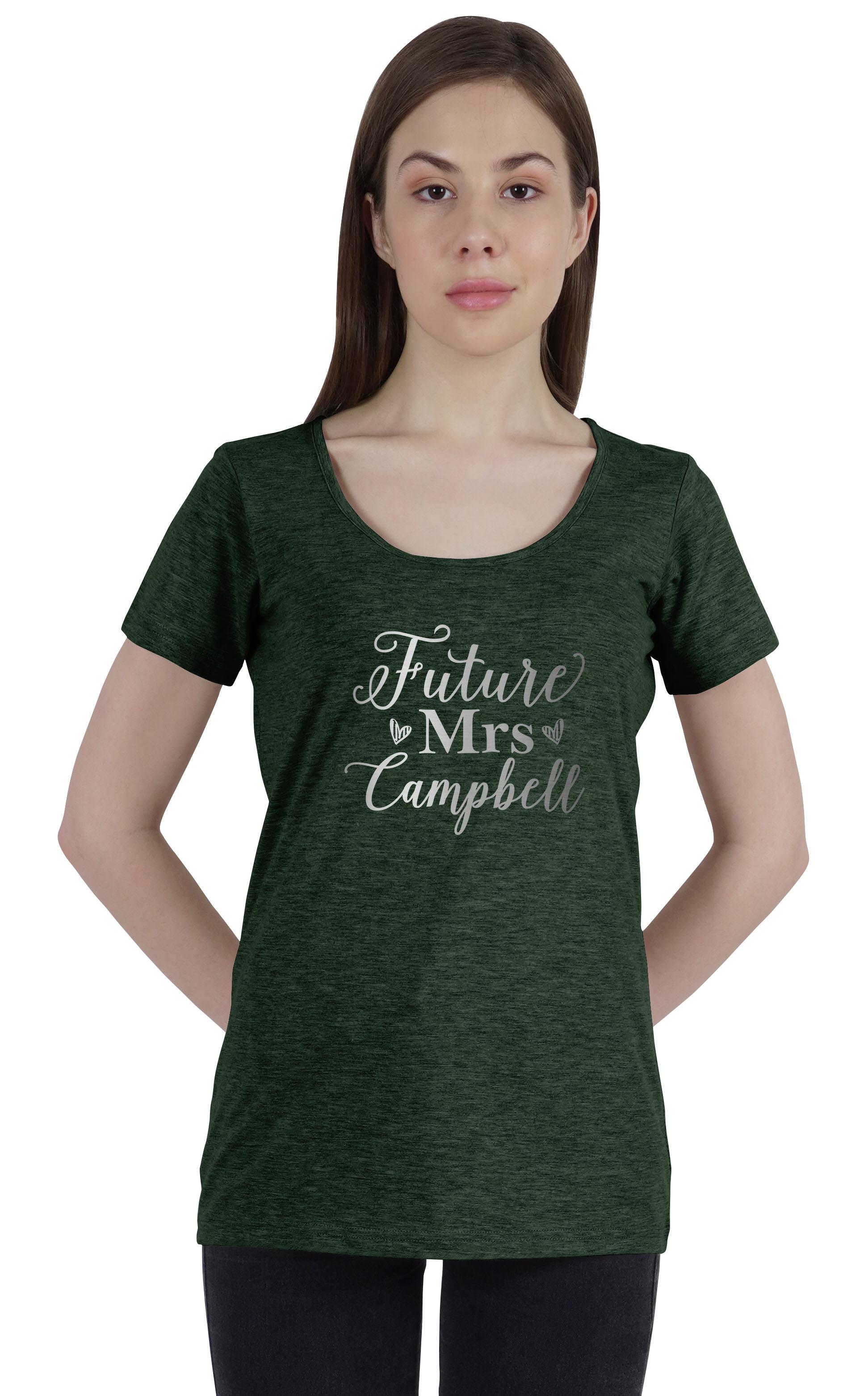 

Inkdotpot Personalized Womens Tshirt Top Future Mrs Wedding Announcement XS зелений