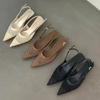 Luxury Mesh Women Heeled Sandals Designer Mid Heels Shoes Woman Slides Fashion Summer New Style Popular Elegant Walking Sandals