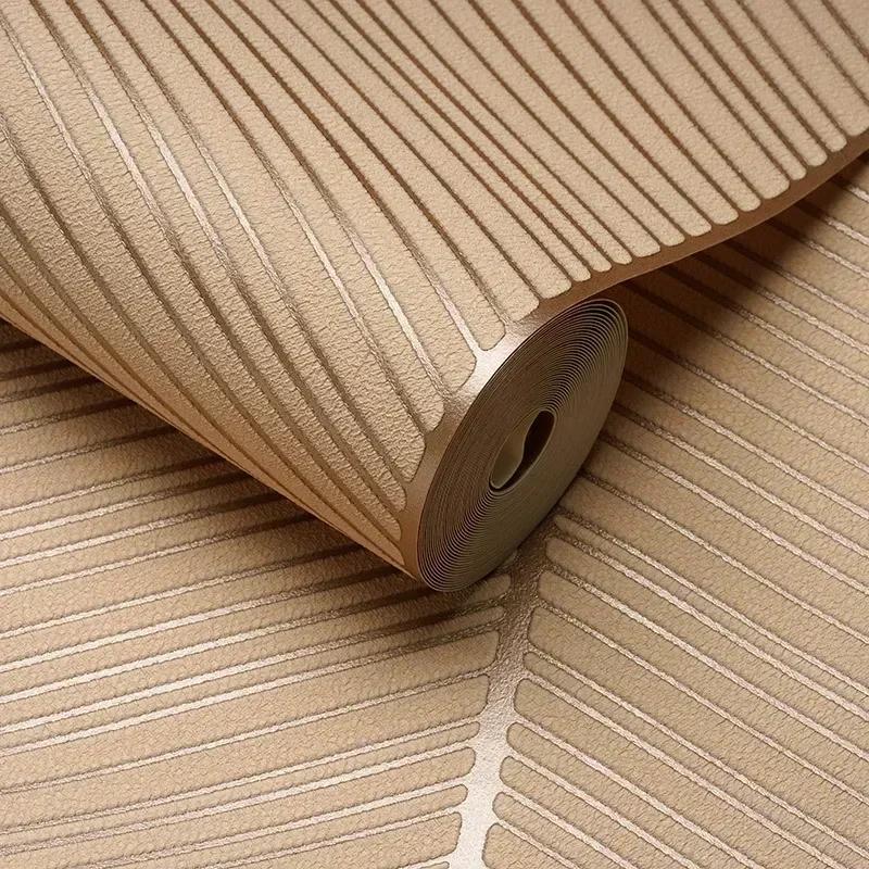 9.5M New Deerskin Velvet Modern Wallpaper 3D High Quality Non Woven Striped Living Room Decoration Wallpapers