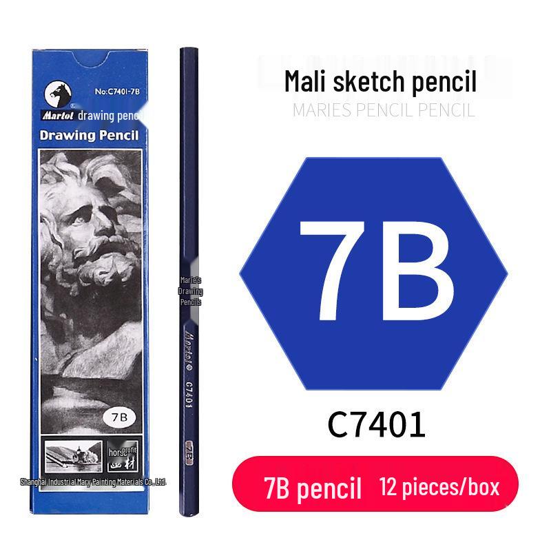 Mali Student Sketching & Drawing Pencil Set: Includes 2B, 4B, 14B soft, medium, hard, and charcoal pencils ideal for art exams.