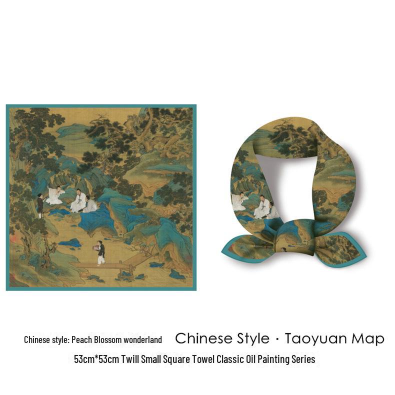 

Редкий осенний ретро-шарф из искусственного шелка – шаль в китайском стиле 53x53cm