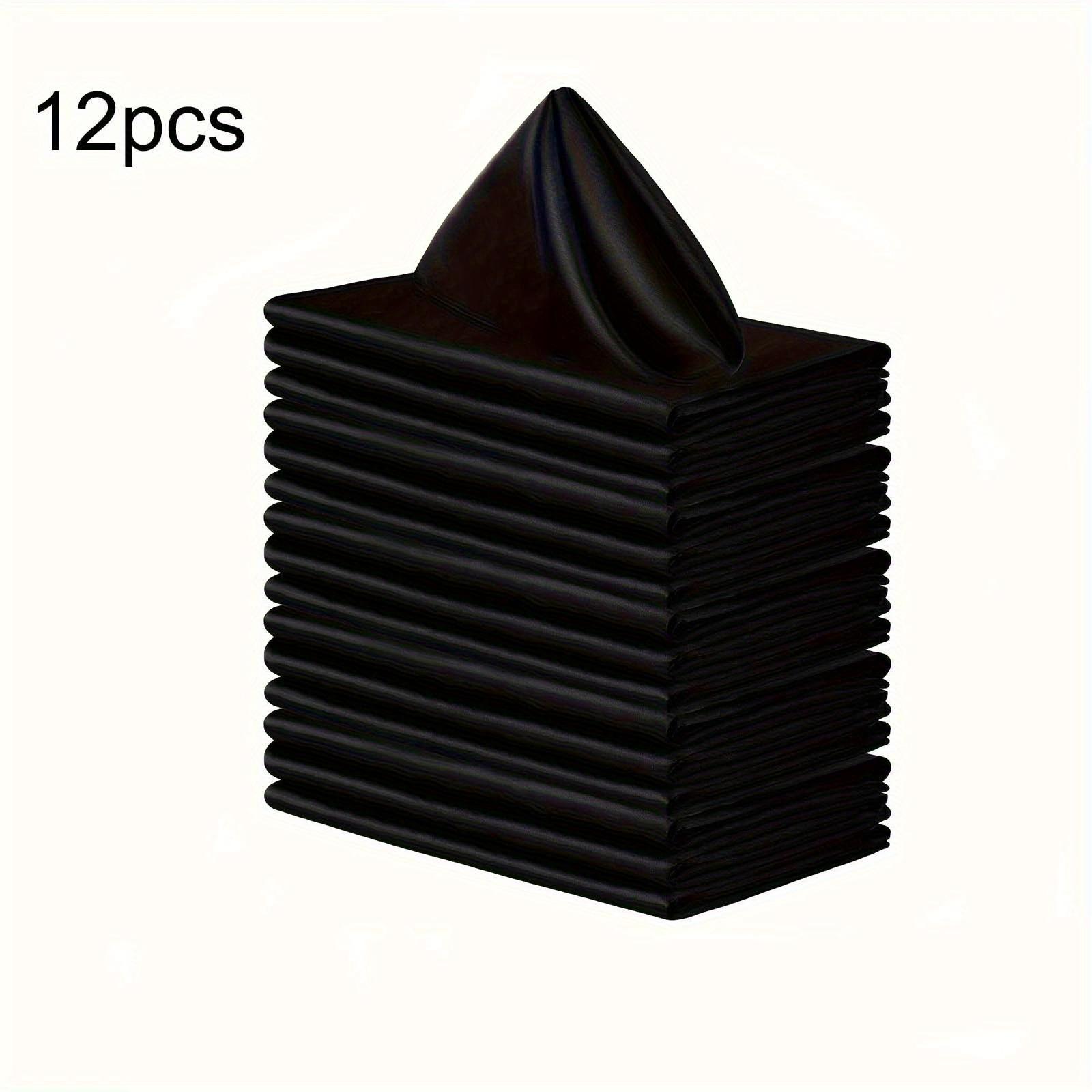 

Набор из 12 роскошных атласных салфеток - многоразовые, моющиеся и прочные салфетки из полиэфирной ткани для декора столовой, свадебной вечеринки - легкие в уходе и долговечные 12pcs чёрный